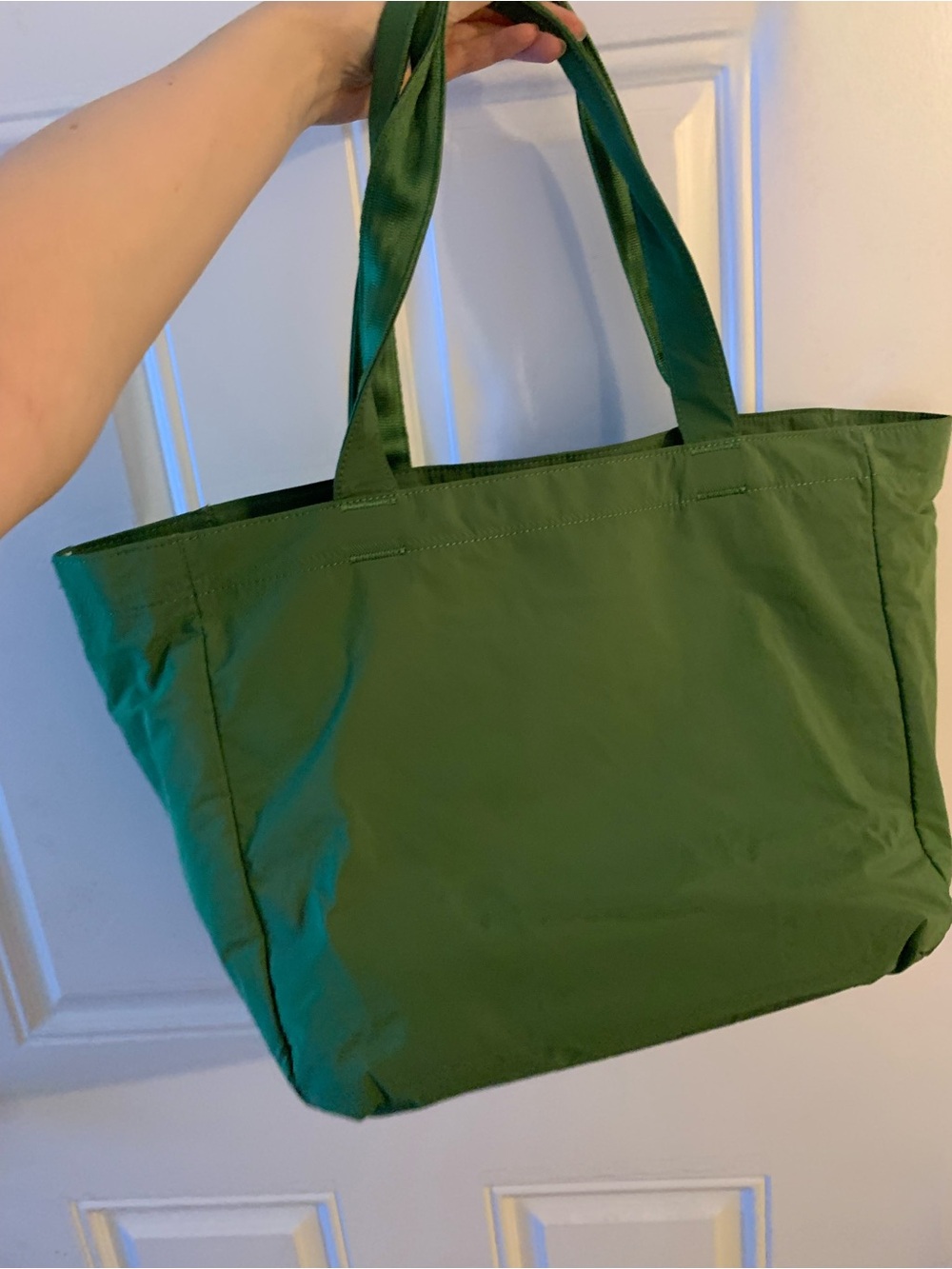 Athleta Green Women’s Tote Bag Lined Inner Zip Pocket Double Handles